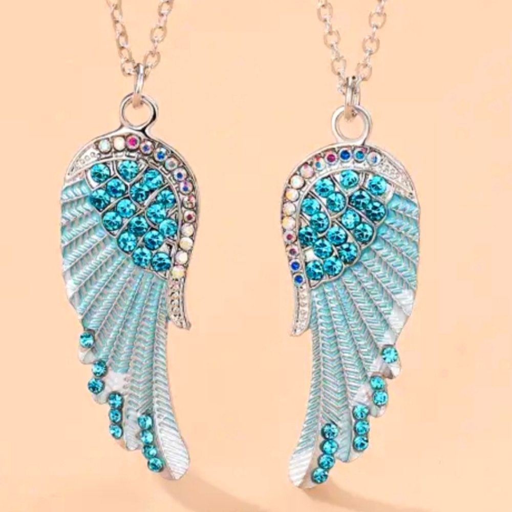 Pair of angel wings necklaces